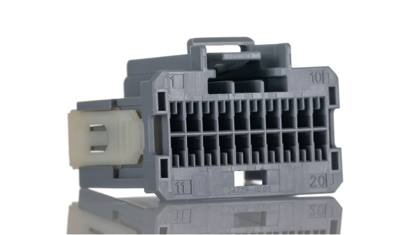 Conector de automoción Molex Stac64 34729 Hembra de 20 vías en 2 filas, 10A, terminación: Crimpado