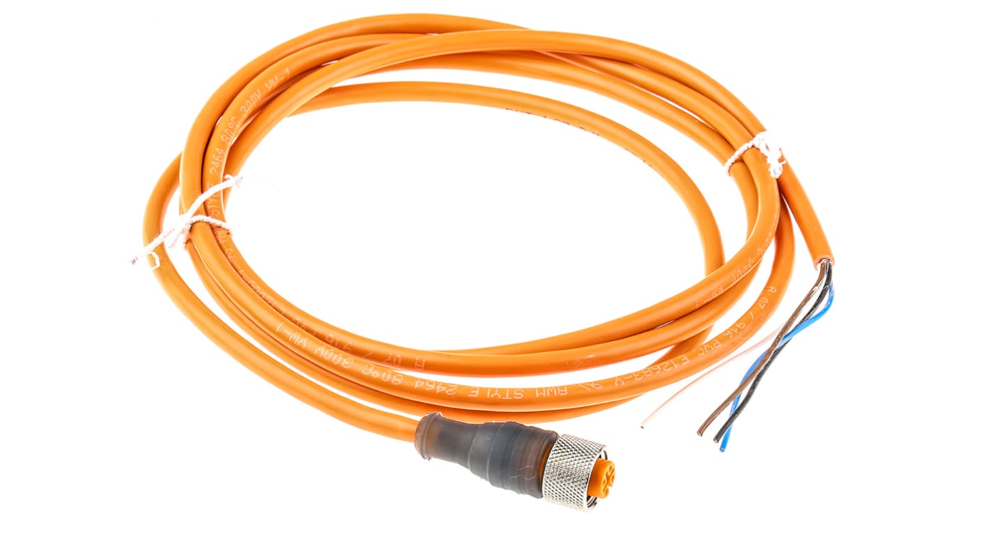 Cable de conexión Lumberg Automation, con. A M12 Hembra, 4 polos, con. B Sin terminación, cod.: A, long. 2m, 250 V, 4