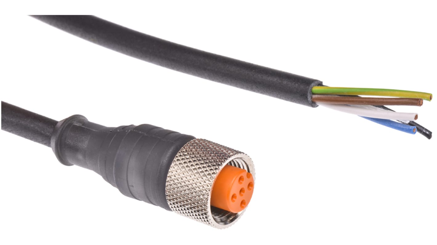 Cable de conexión Lumberg Automation, con. A M12 Hembra, 5 polos, con. B Sin terminación, long. 2m, 250 V, 4 A, IP67