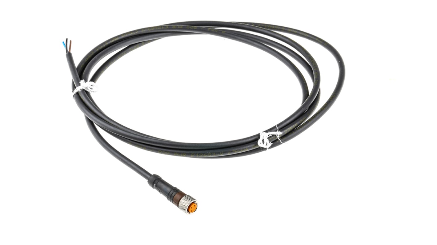 Cable de conexión Lumberg Automation, con. A M8 Hembra, 3 polos, con. B Sin terminación, cod.: A, long. 2m, 63 V, 4 A,