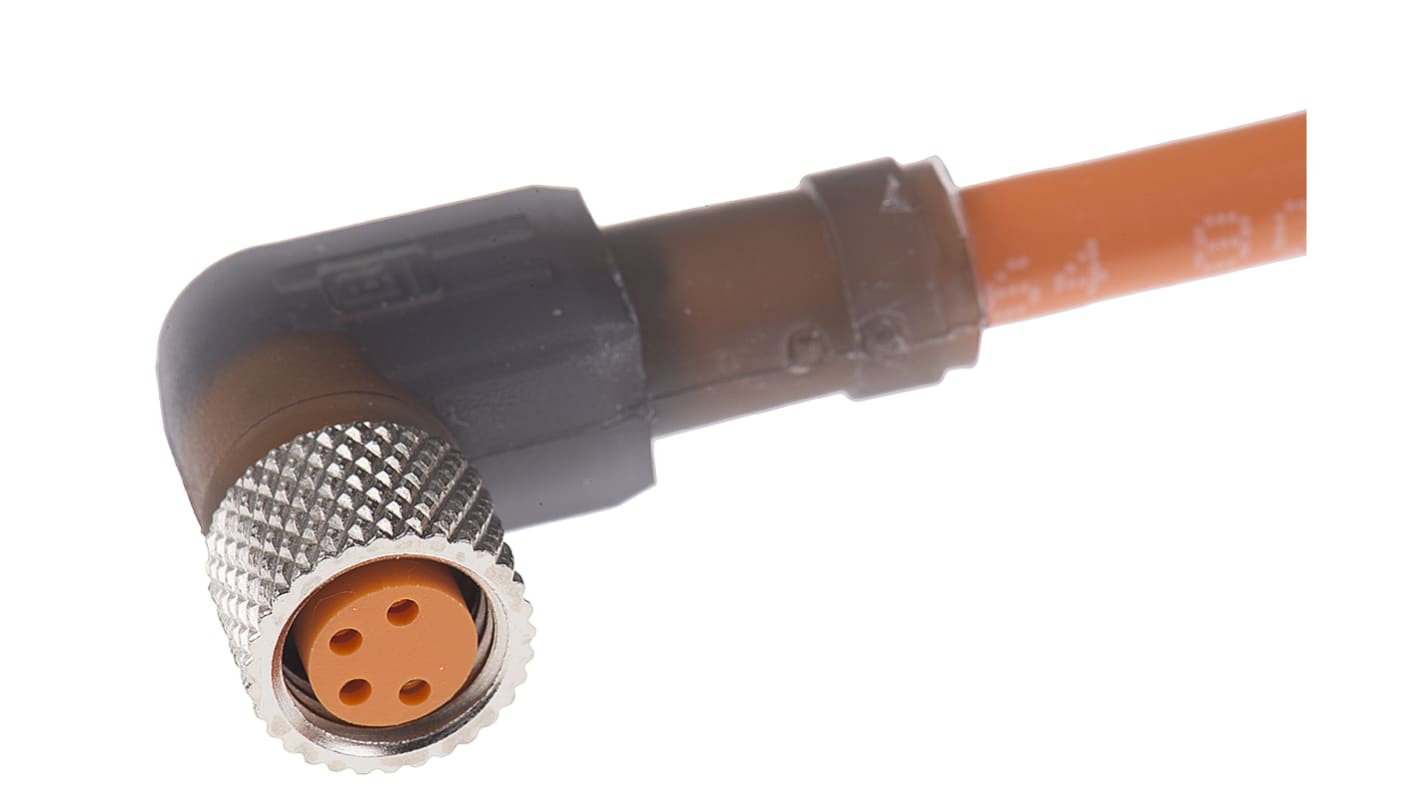 Cable de conexión Lumberg Automation, con. A M8 Hembra, 4 polos, con. B Sin terminación, cod.: A, long. 2m, 30 V, 4 A,