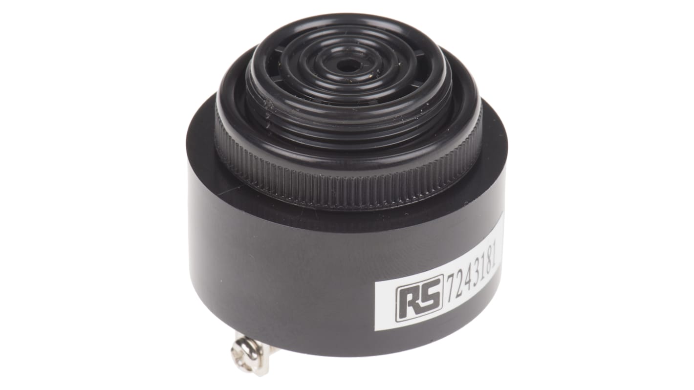 Cicalino piezo RS PRO, 28V cc, Ø 43mm, 88dB, tono Pulsazione veloce, Montaggio a pannello