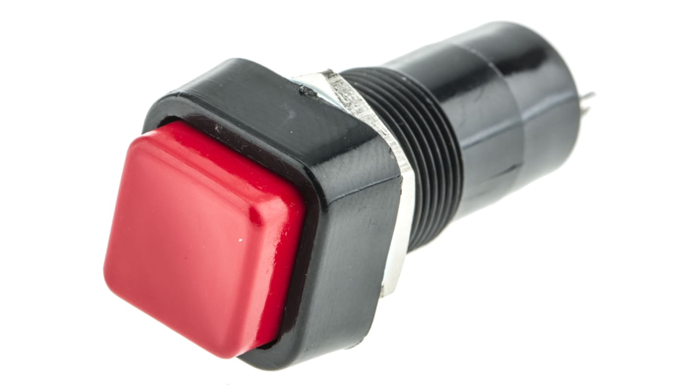 Interruptor de Botón Pulsador Lumberg, color de botón Rojo, SPST, Enclavamiento, 3 A a 250 V ac, 125/250V ac, Montaje