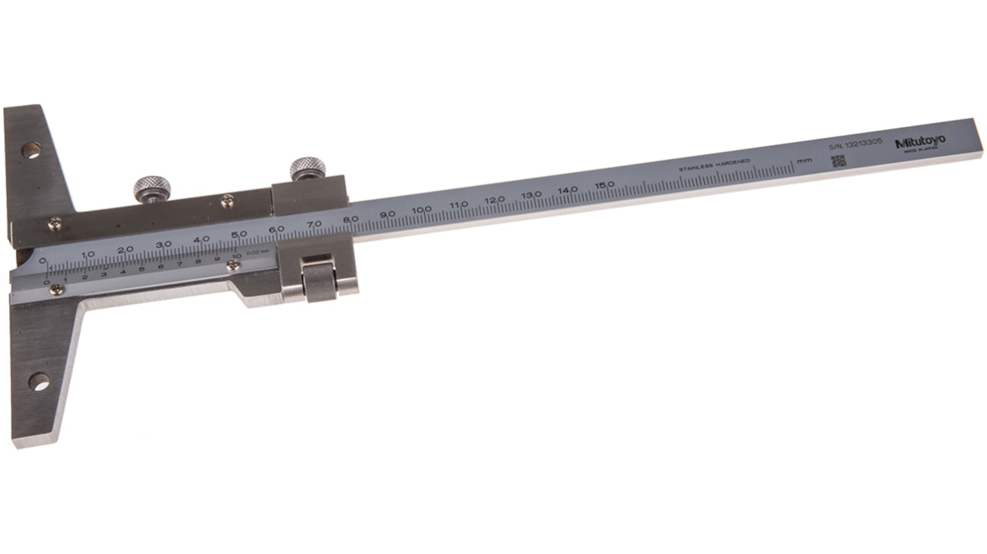 Calibres de Profundidad Vernier Mitutoyo 527-101, 150mm, precisión ±0,03 mm, resolución 0,02 mm, , Vernier, Métrico,