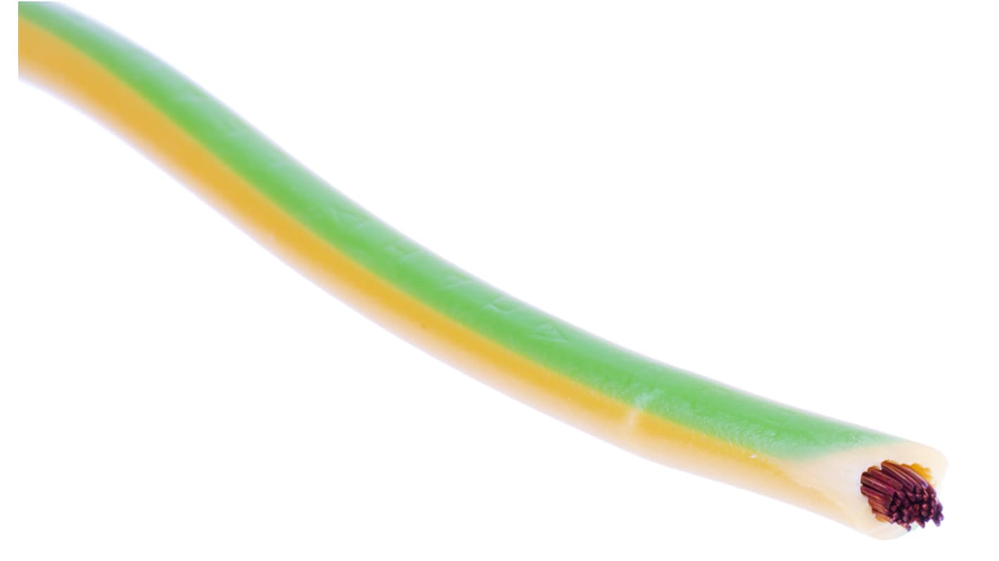 Zapojovací vodič plocha průřezu 1.5 mm², typ kabelu: Vysoké teploty, prameny vodičů: 30/0,25 mm, Zelená/Žlutá, 300 V
