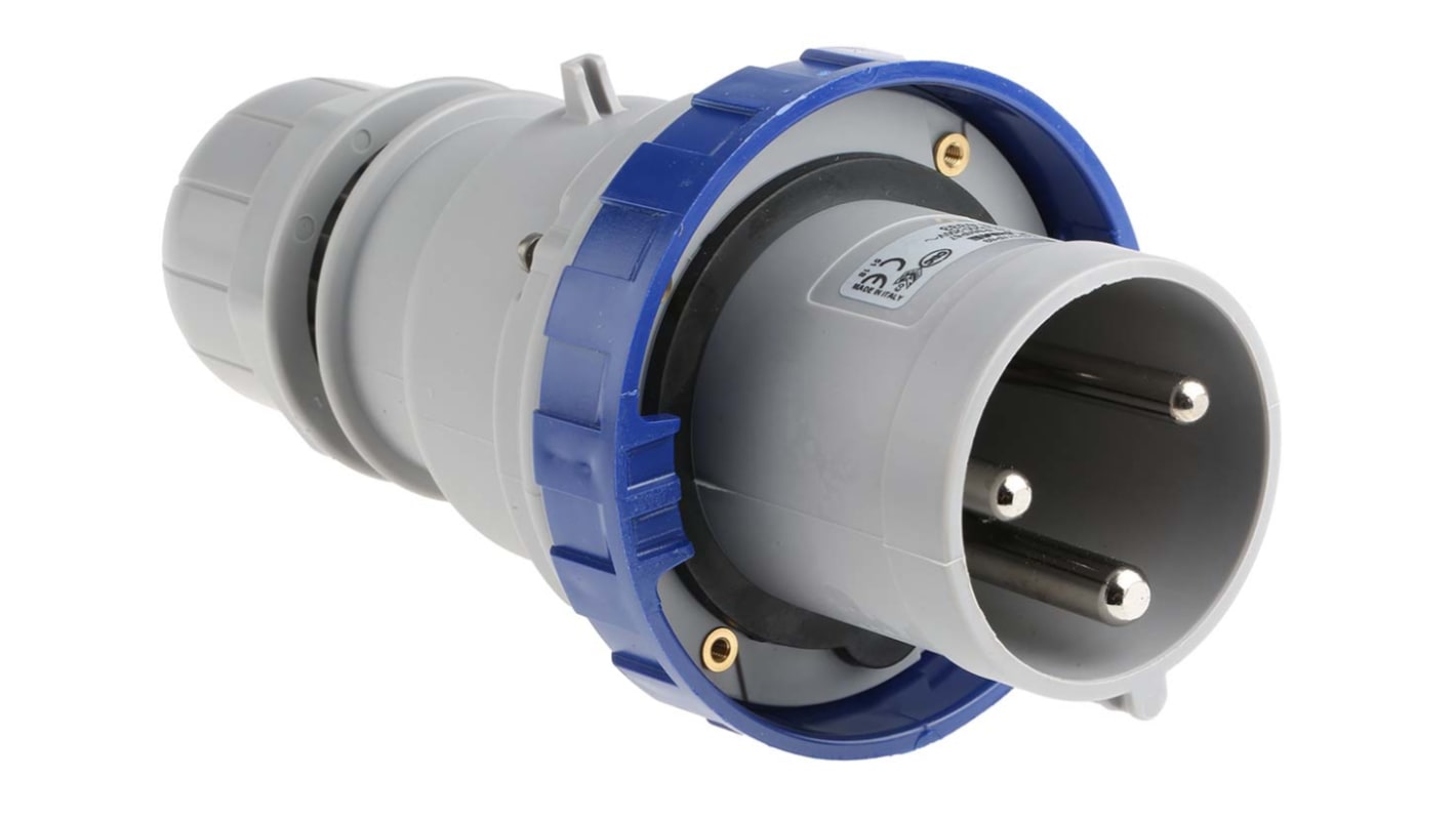 218.6333 | Scame IP67 Blue Cable Mount 2P + E Industrial Power Plug ...