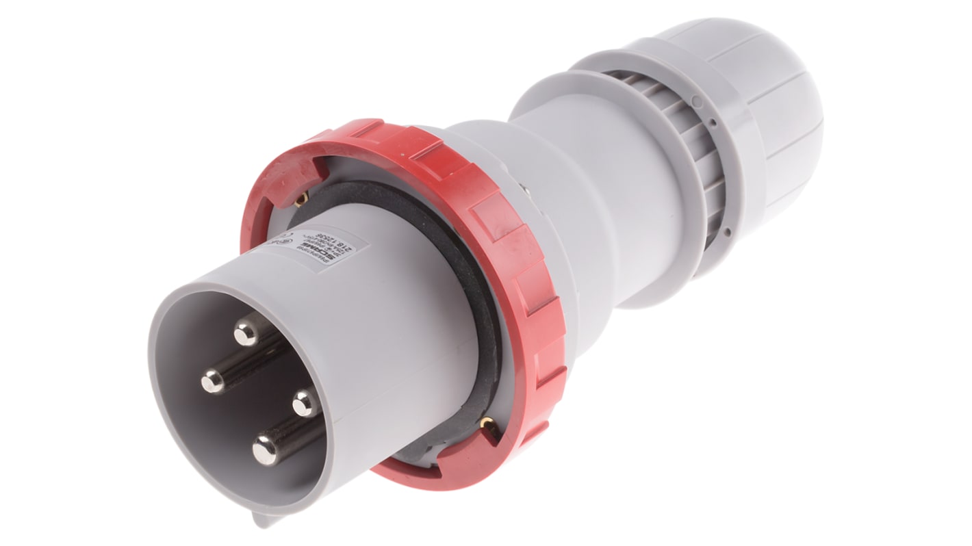 Scame IP67 Red Cable Mount 3P + E Industrial Power Plug, Rated At 125A, 415 V