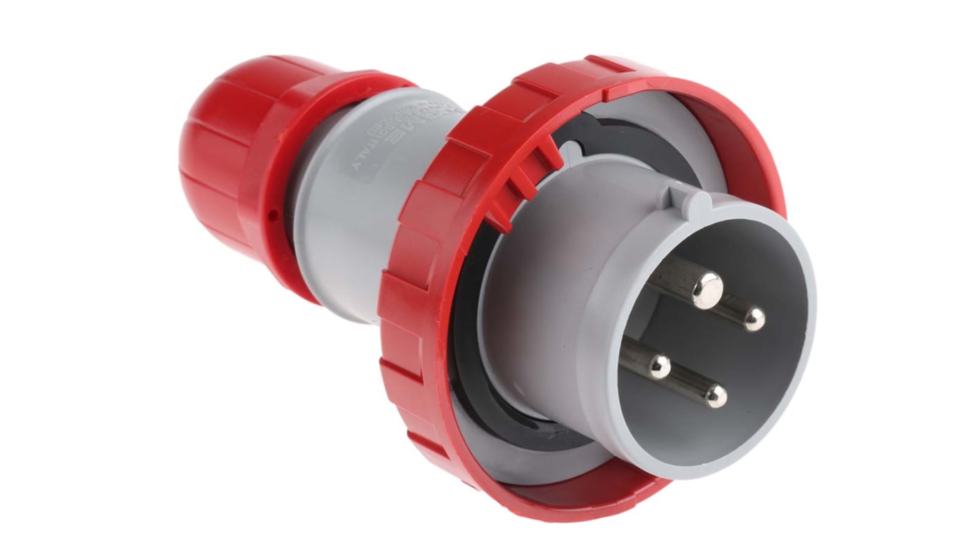 Scame IP66, IP67 Red Cable Mount 3P + E Industrial Power Plug, Rated At 16A, 415 V