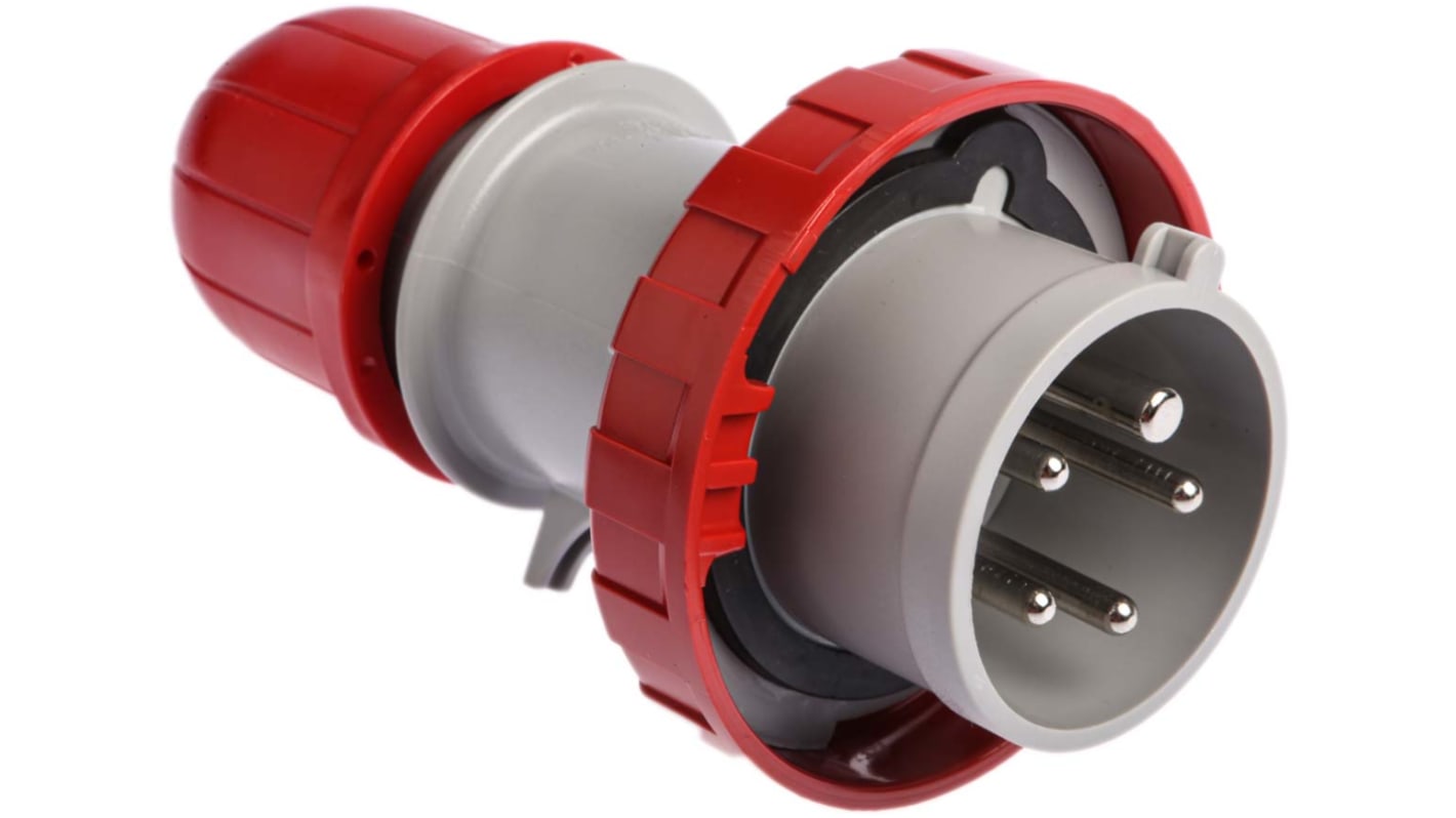 Scame IP66, IP67 Red Cable Mount 3P + N + E Industrial Power Plug, Rated At 16A, 415 V