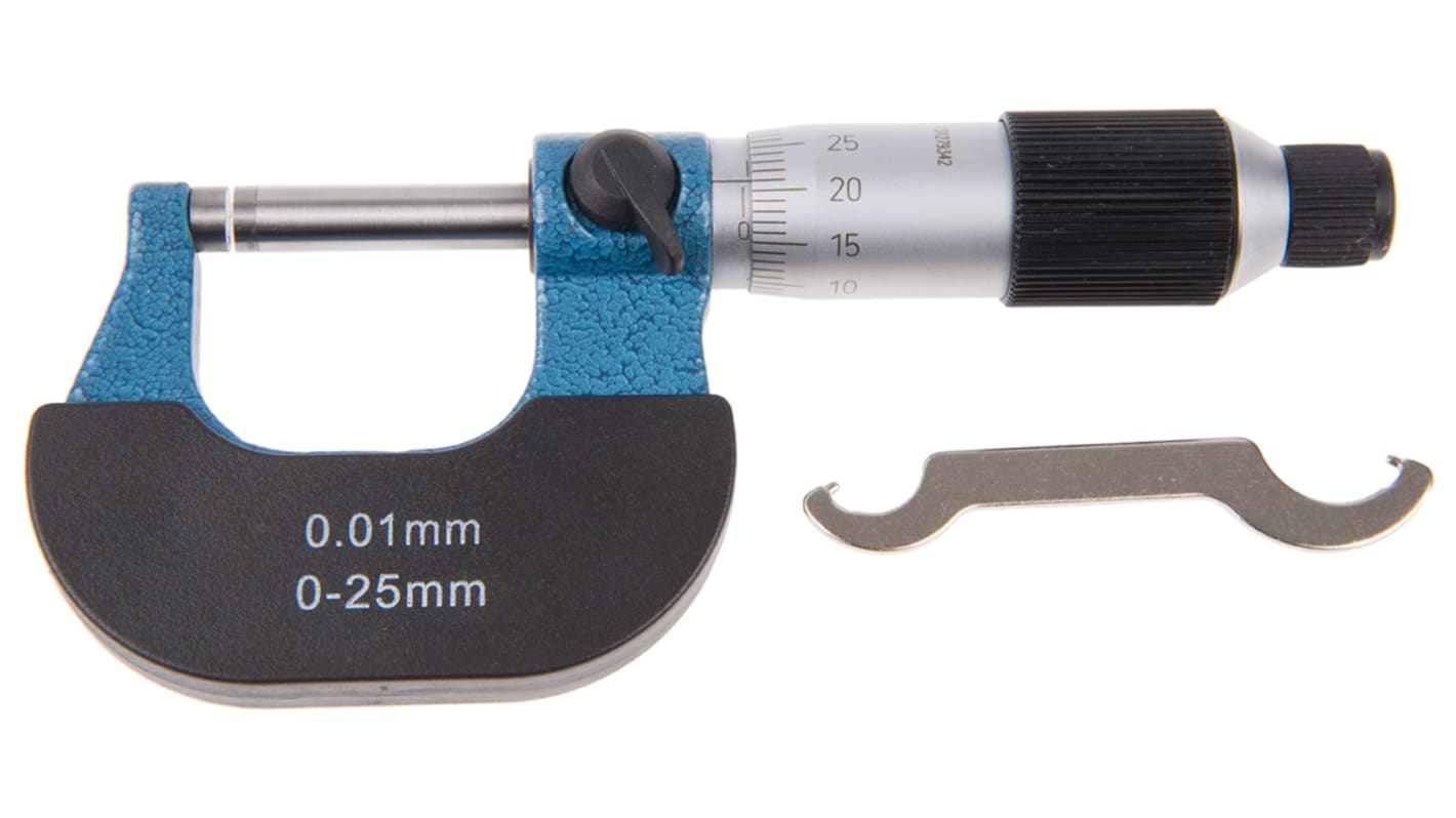 RS PRO, Mikrometer Außen-Messschraube Metrisch, 0mm bis 25mm / ±0,004 mm, ISO-kalibriert