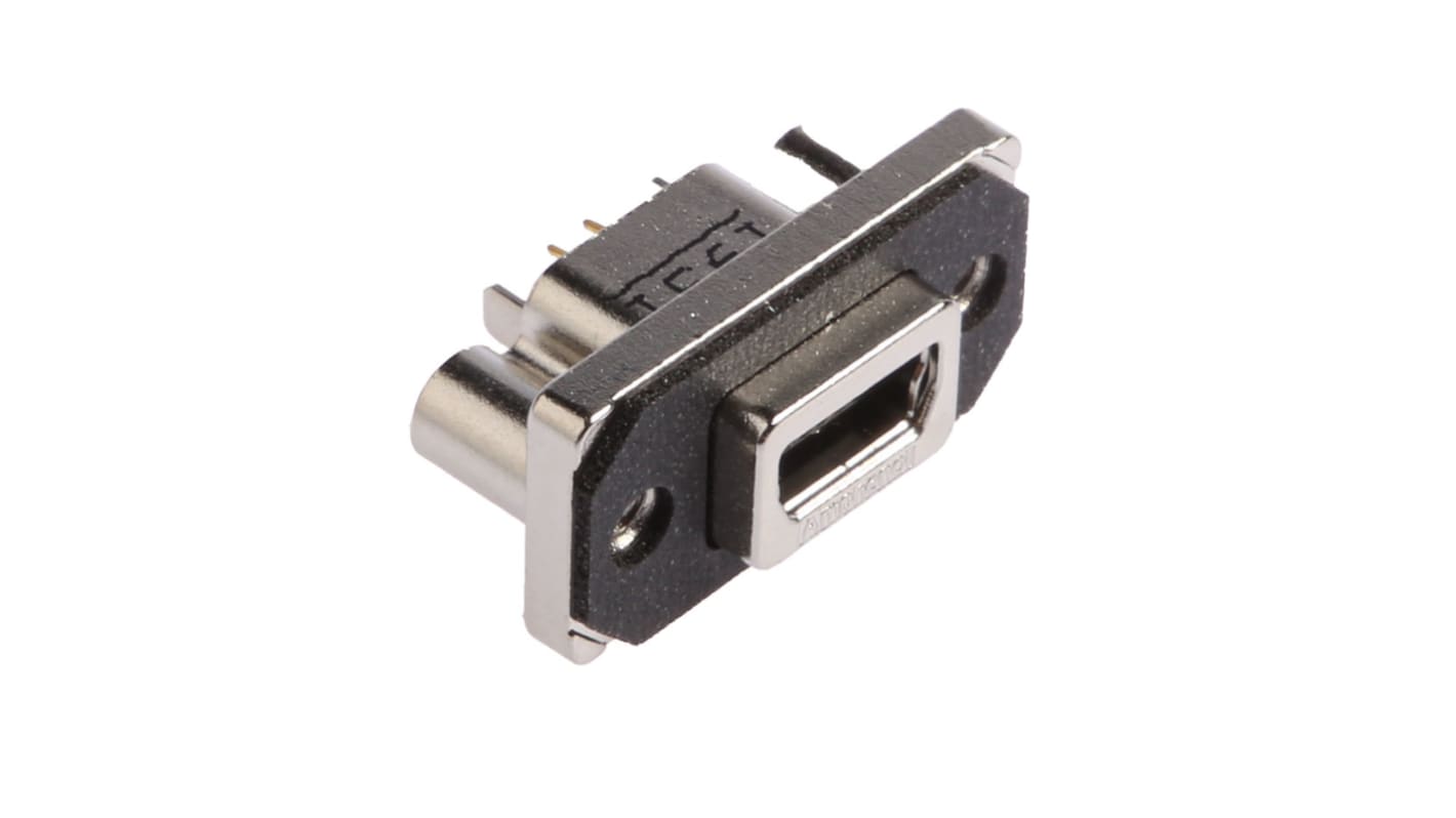 Conector USB Amphenol ICC MUSBB55104, Hembra, Recto, Montaje en orificio pasante, Versión 2.0, MUSB