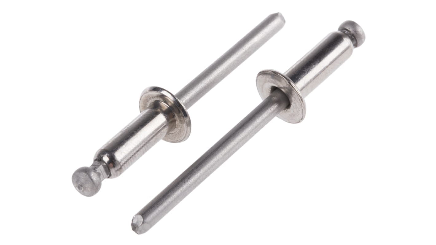 Pop Rivets Blind Niet, Ø 4.8mm x 14mm, Silber, Edelstahl, 5mm aus Edelstahl, min. 6.4mm, max. 9.5mm