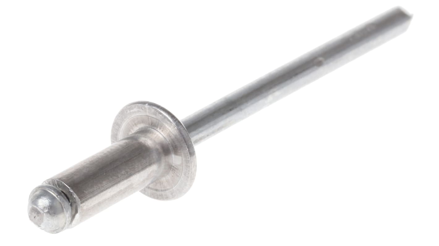 Pop Rivets Blind Niet, Ø 4mm x 10.5mm, Silber, Aluminium, 4.2mm aus Stahl, min. 4.8mm, max. 6.4mm