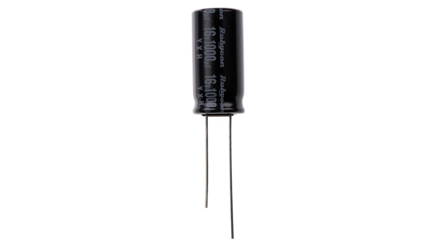 Rubycon YXH, THT Aluminium-Elektrolyt Kondensator 1000μF ±20% / 16V dc, Ø 10mm x 20mm, bis 105°C