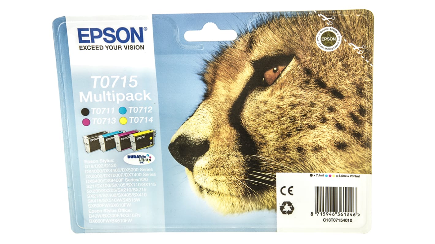 Cartucho de tinta, Epson, Negro, cian, magenta, amarillo, para usar con B40W, BX300F, BX310FN, BX600FW, BX610FW, D120,