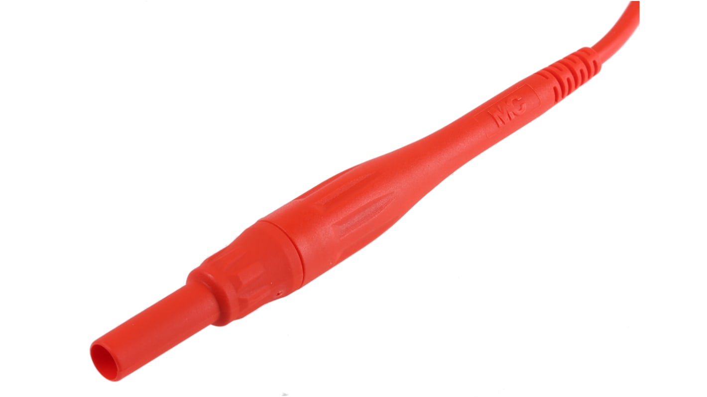 Staubli Messleitung Stecker / Stecker, Rot PVC-isoliert 1.5m, 1kV / 8A CAT IV