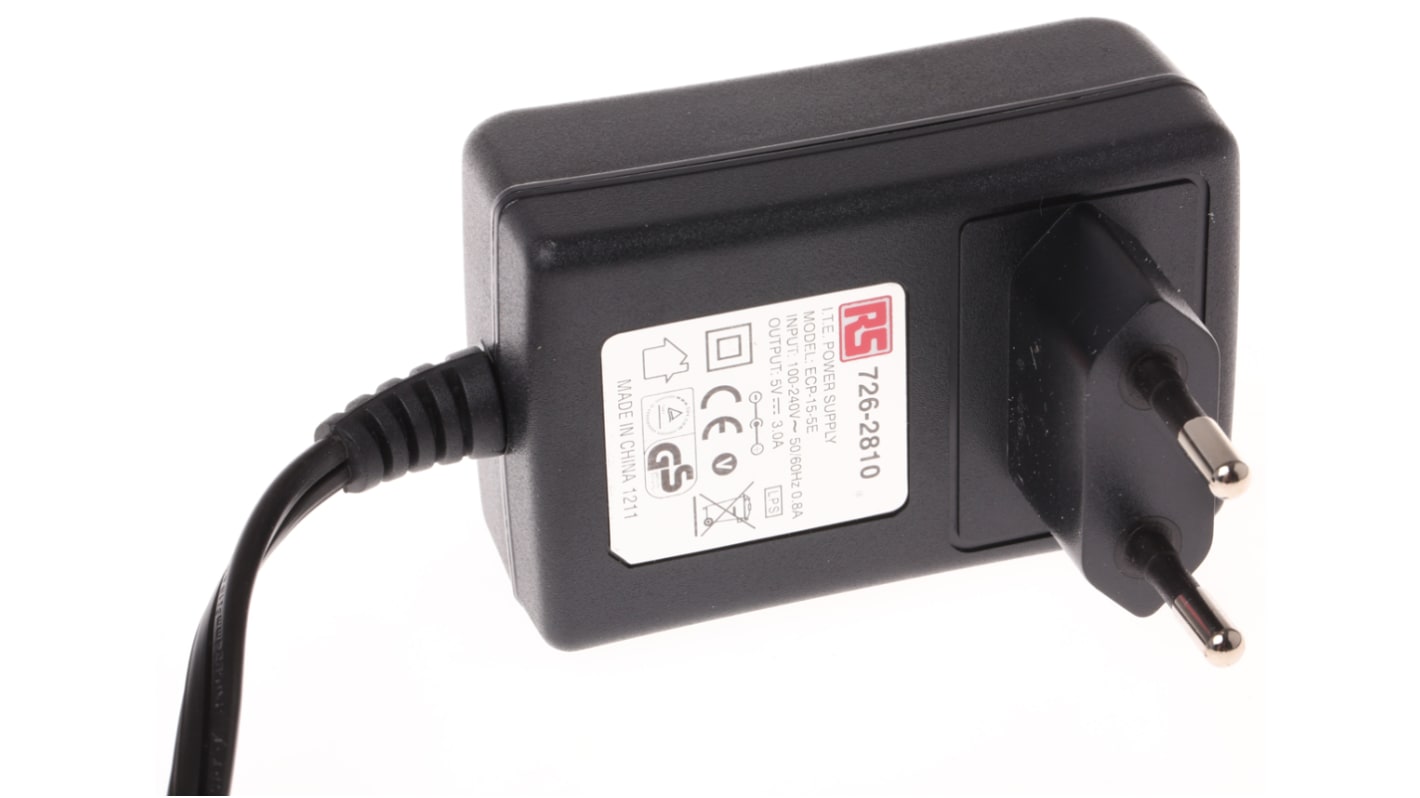 RS PRO 15W AC/DC Adapter 5V dc Output, 3A Output