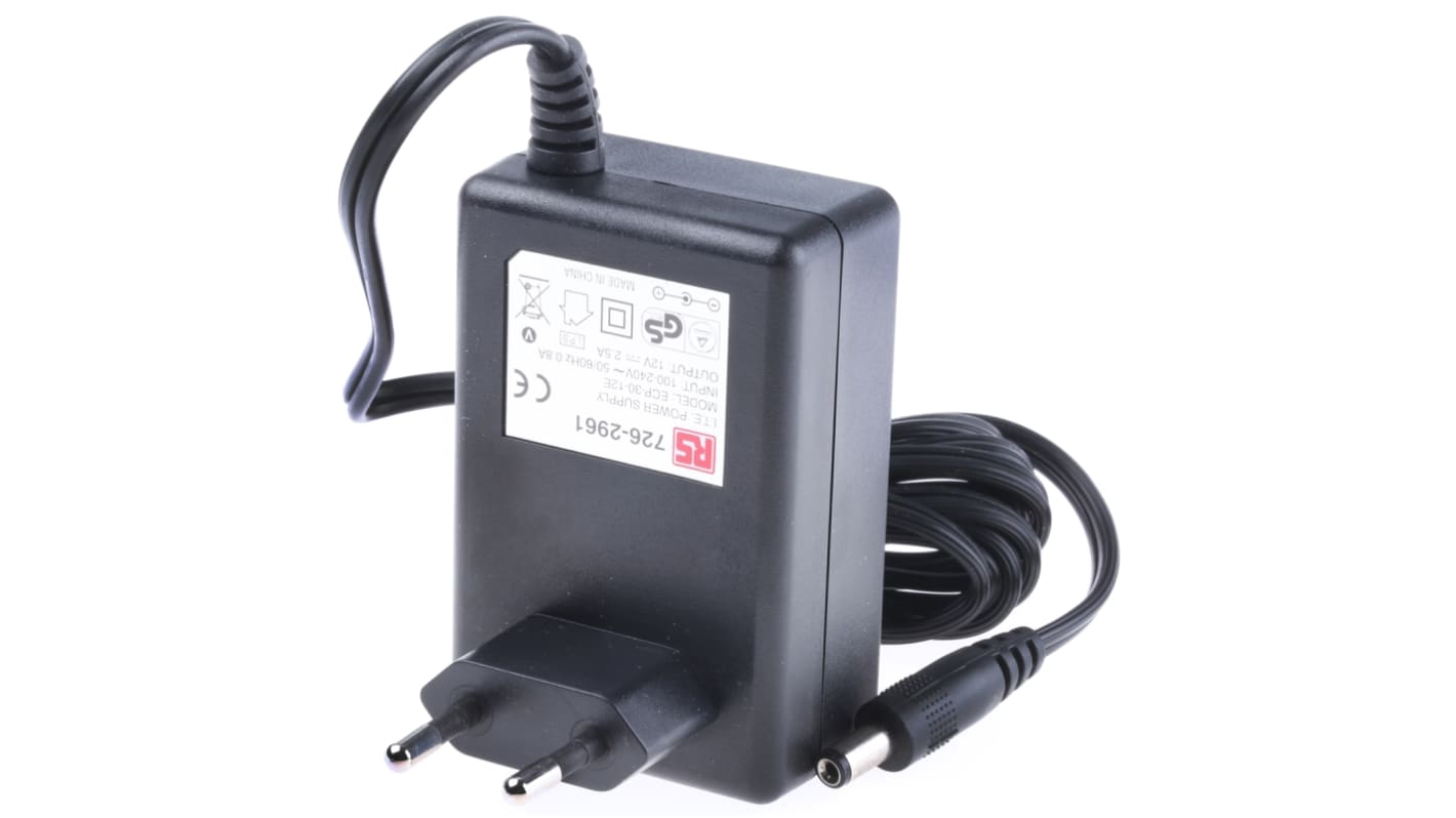 RS PRO 30W Plug In Power Supply 12V dc Output, 2.5A Output