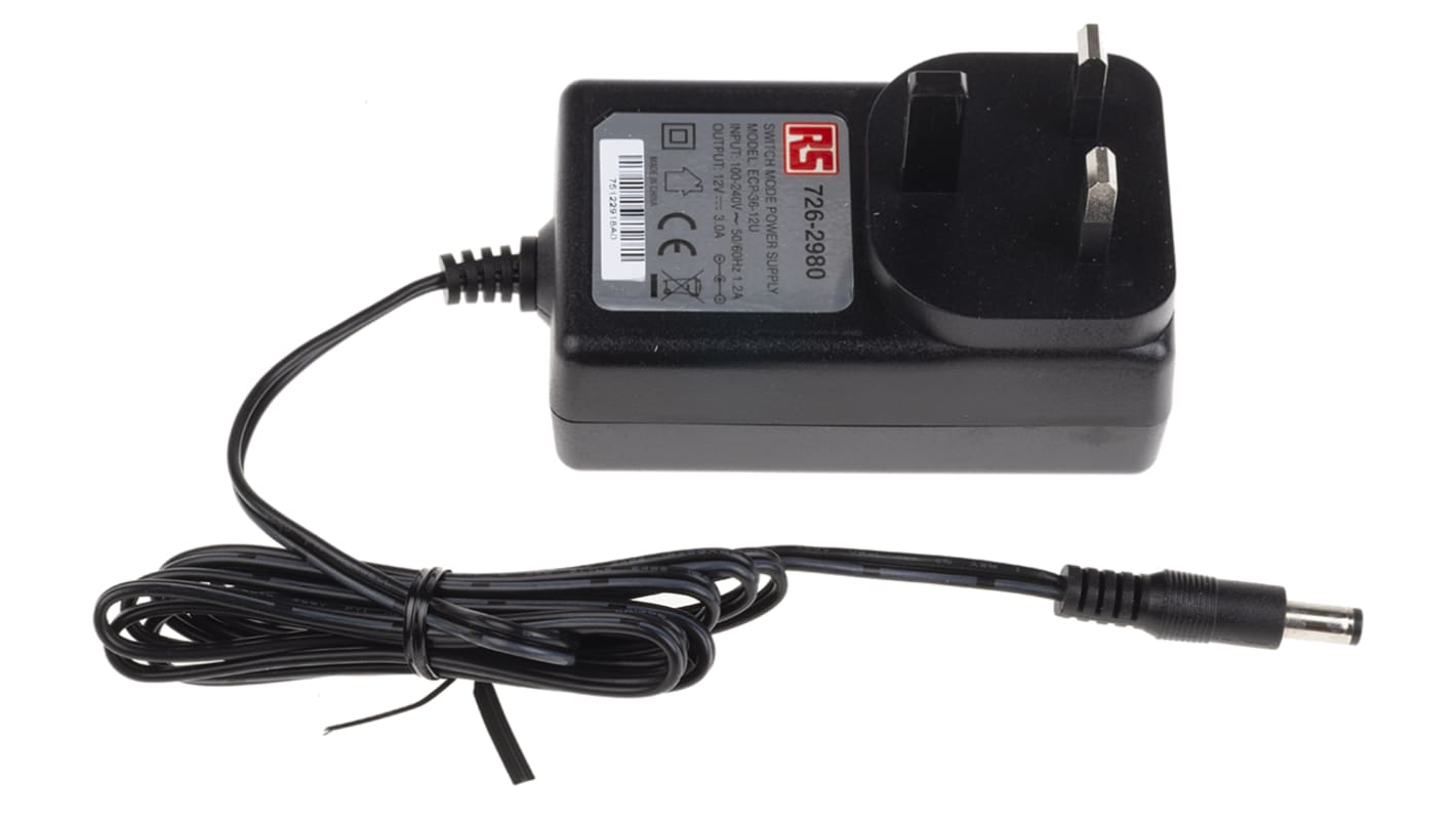 RS PRO 36W Plug In Power Supply 12V dc Output, 3A Output