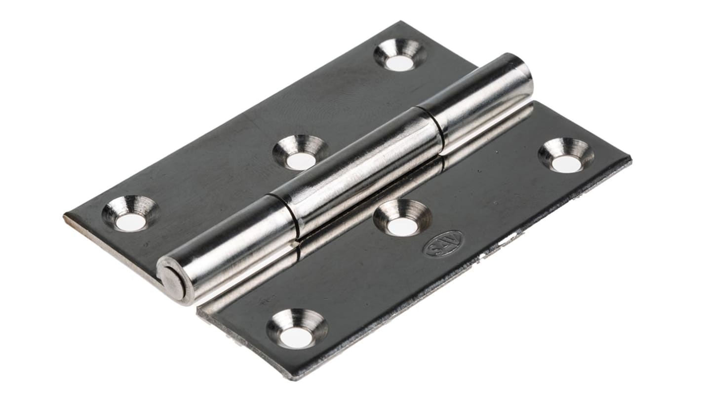RS PRO Stainless Steel Piano Hinge, Screw Fixing, 70mm x 50mm x 2mm RS