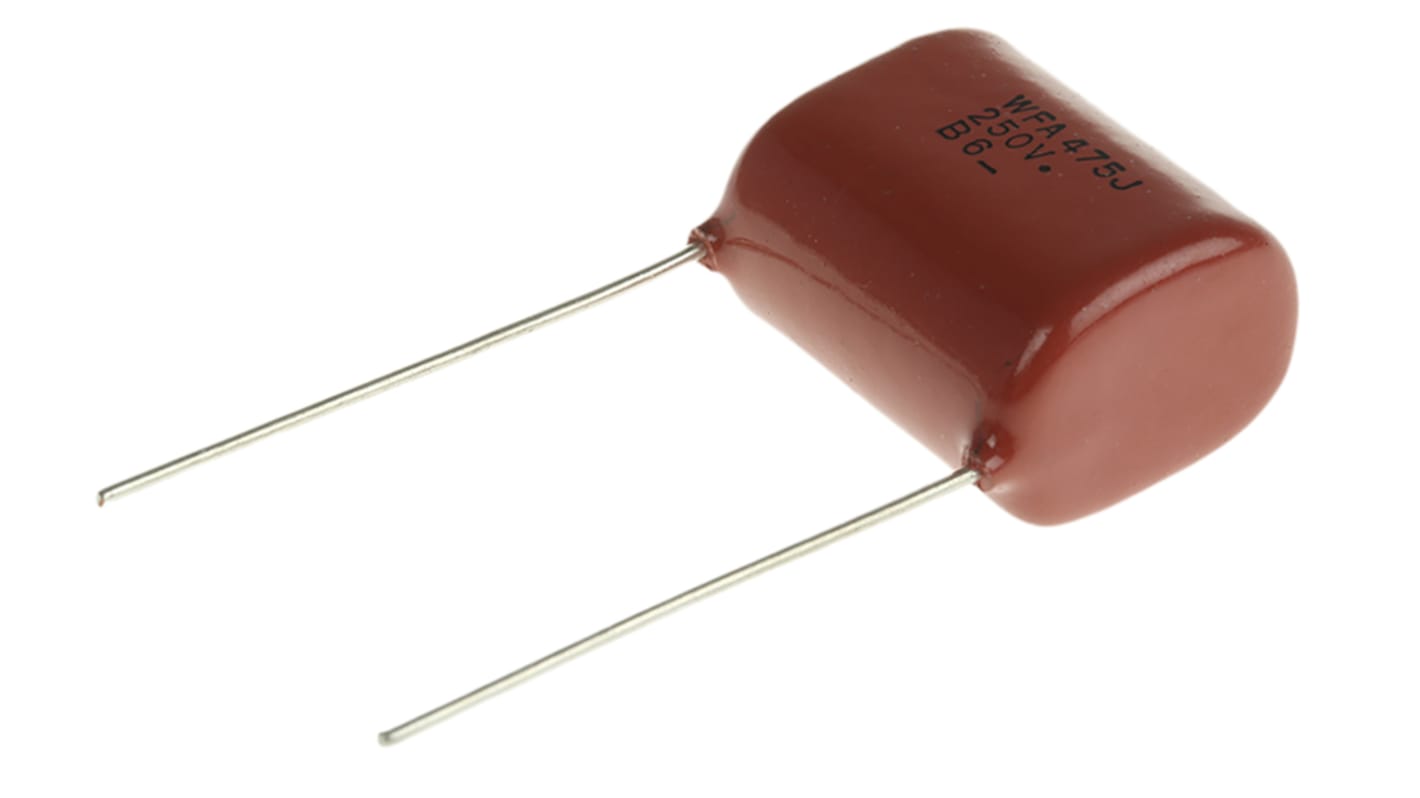 Panasonic ECWF(A) Polypropylene Film Capacitor, 250V dc, ±5%, 4.7μF, Through Hole