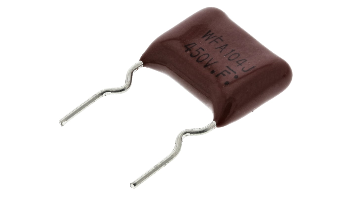 Panasonic ECWF(A) Polypropylene Film Capacitor, 450V dc, ±5%, 100nF, Through Hole