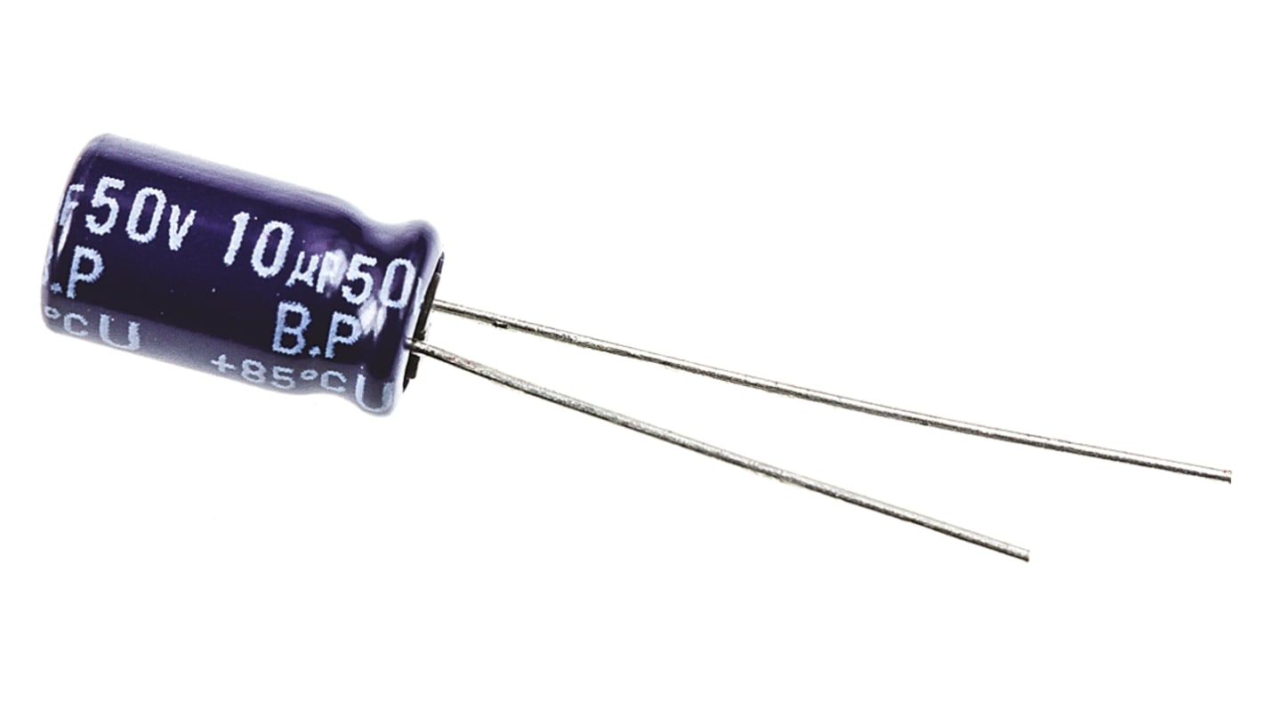 Panasonic 10μF Aluminium Electrolytic Capacitor 50V dc, Radial, Through Hole - ECEA1HN100U