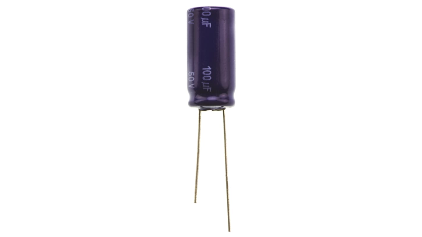 Panasonic SU, THT Aluminium-Elektrolyt Kondensator 100μF ±20% / 50V dc, Ø 10mm x 20mm, +85°C