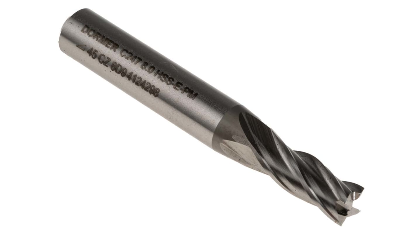 Dormer End Mill, 8mm Cutter, HSS, 10 mm Shank, 19mm Cut