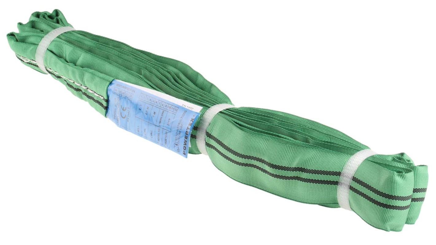 RS PRO 2.5m Green Lifting Sling Round, 2t