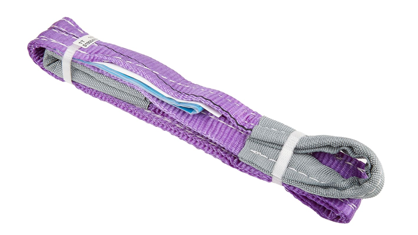 RS PRO 1m Purple Lifting Sling Webbing, 1t