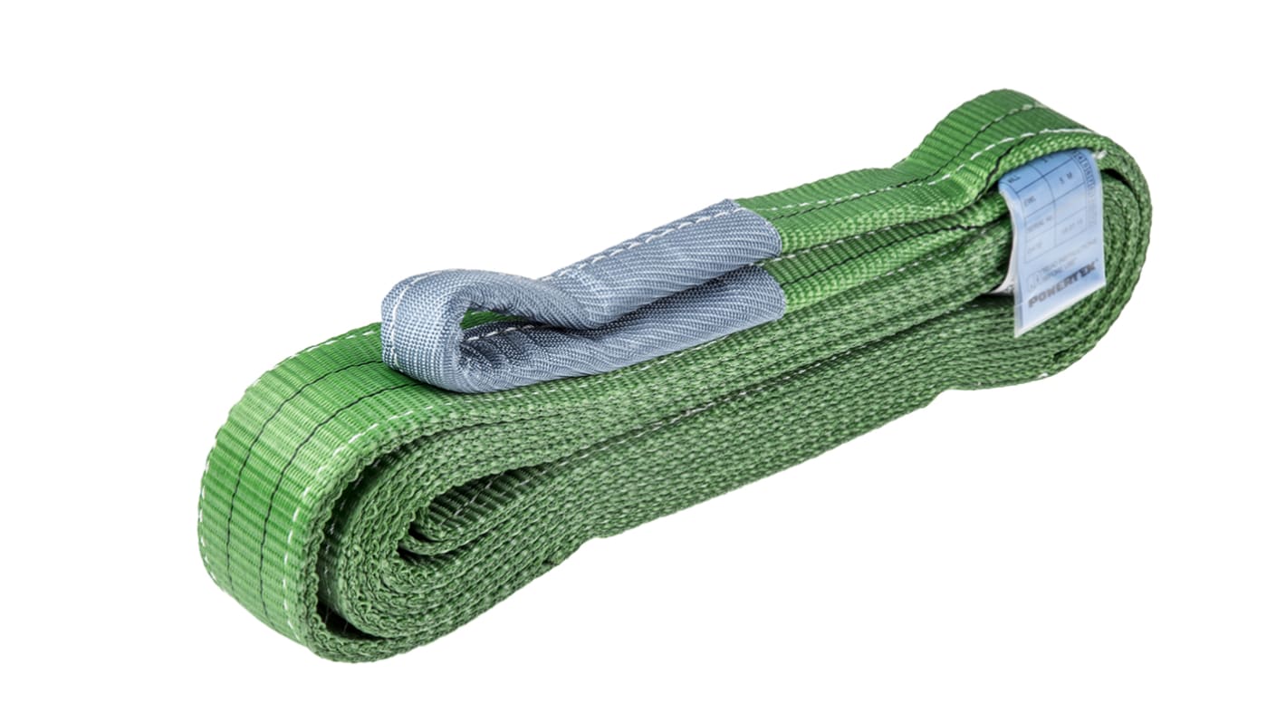 RS PRO 5m Green Lifting Sling Webbing, 2t