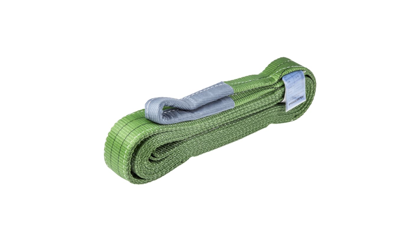 RS PRO 3m Green Lifting Sling Webbing, 2t