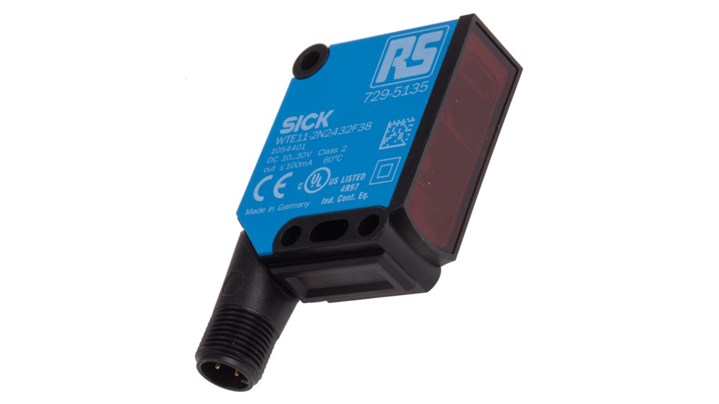 Fotocélula rectangular RS PRO, Sistema Difuso, alcance 40 mm → 1 m, salida NPN, Conector de M12 4 clavijas, IP67