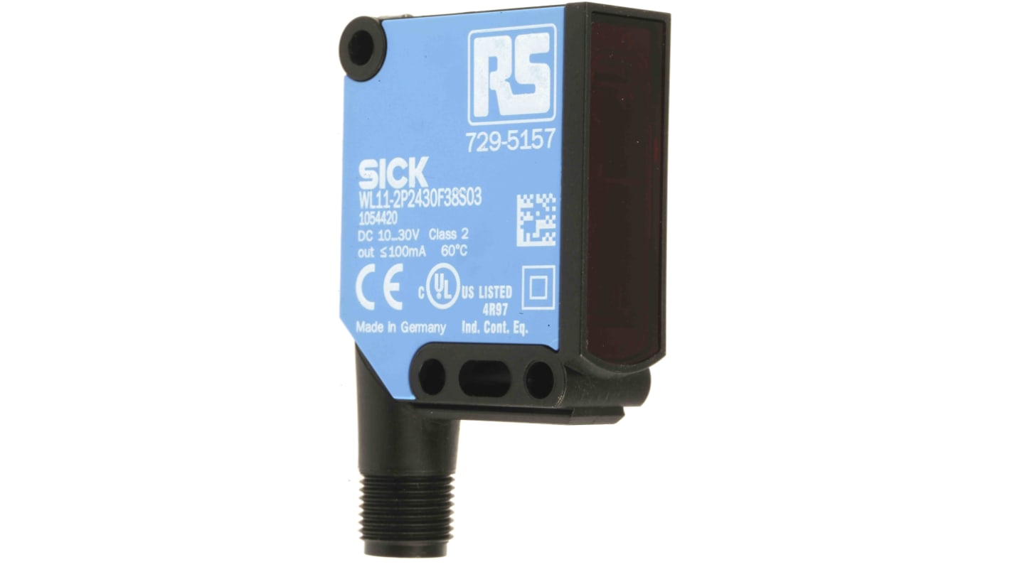 Fotocélula rectangular RS PRO, Sistema Reflex, alcance 150 mm → 10 m., salida PNP, Conector de M12 4 clavijas,