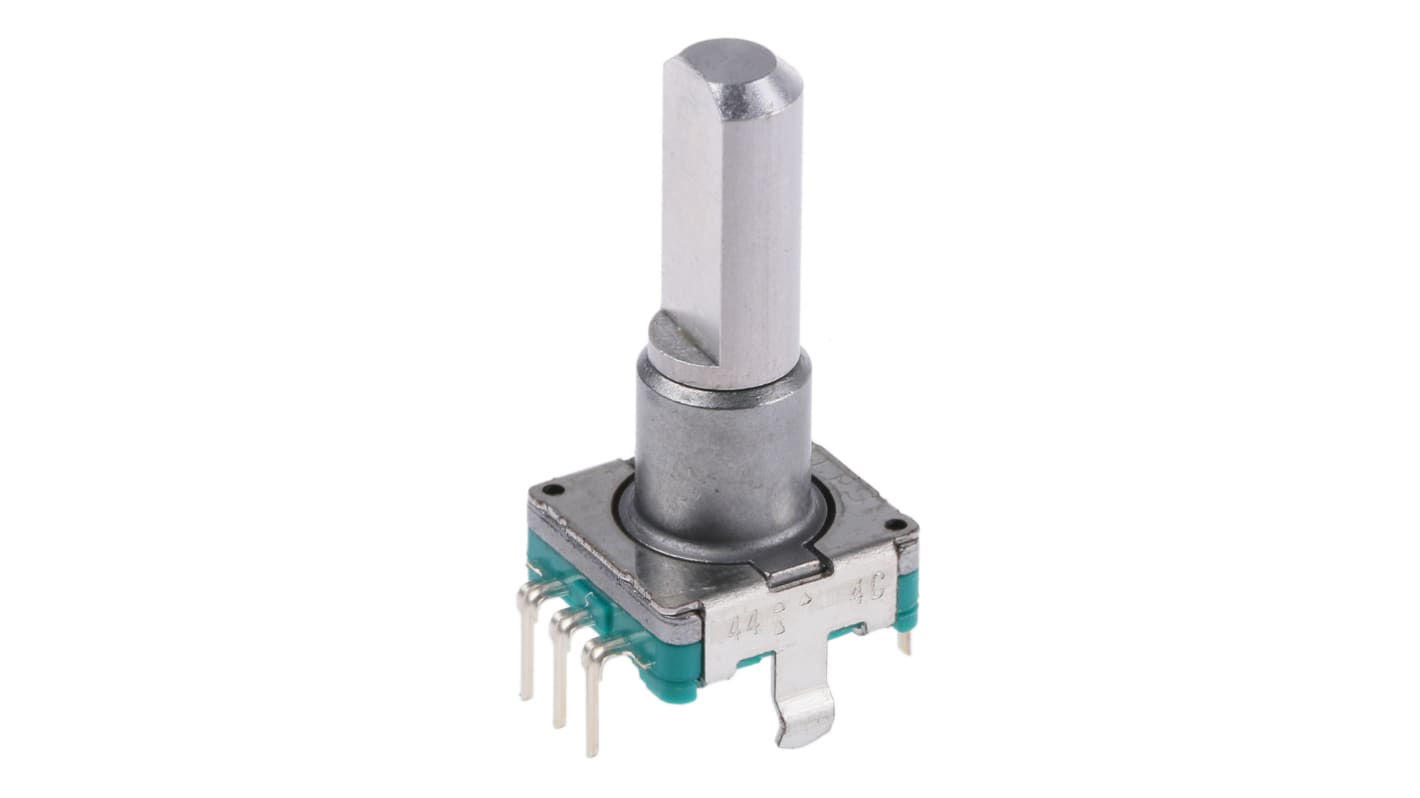 Alps Alpine 15 Pulse Incremental Mechanical Rotary Encoder with a 6 mm Flat Shaft (Not Indexed), Through Hole