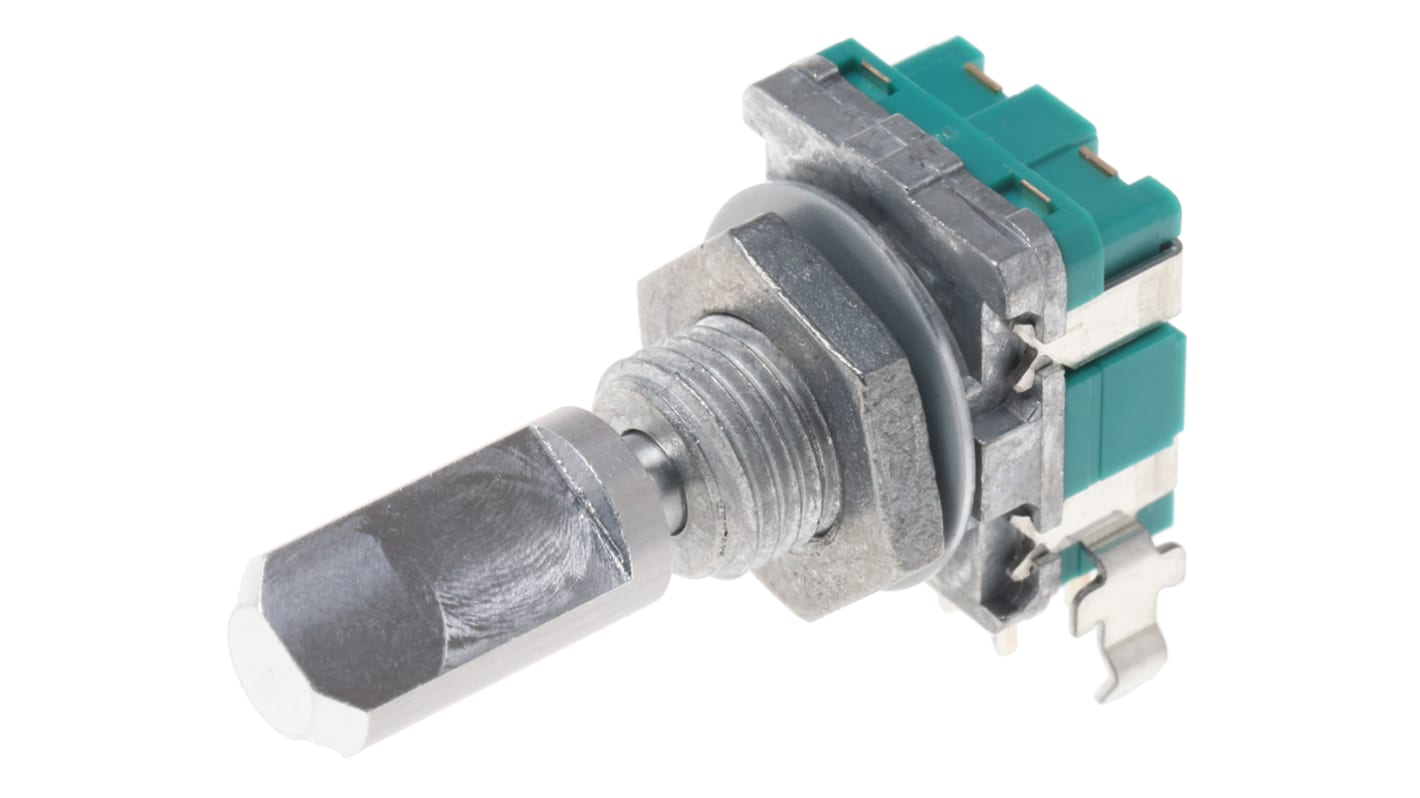 Alps Alpine 15 Pulse Incremental Mechanical Rotary Encoder with a 6 mm Flat Shaft (Not Indexed), Through Hole