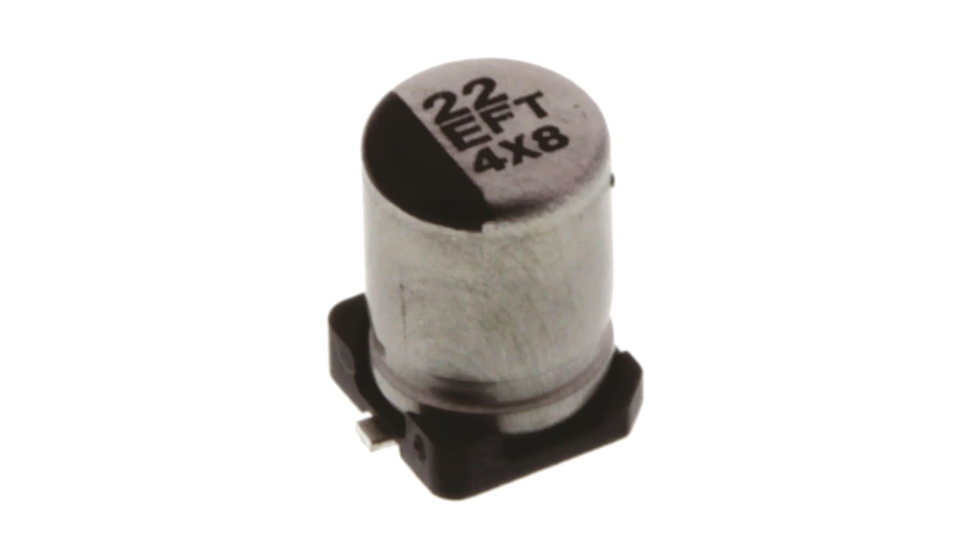 Panasonic , SMD Aluminium-Elektrolyt Kondensator 22μF ±20% / 25V dc, Ø 4mm x 5.8mm, bis 105°C