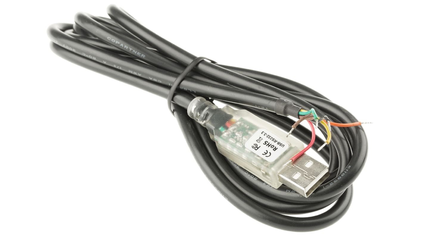 USBRS232WE1800BT_3.3 FTDI Chip RS232 USB A Male to Cable End