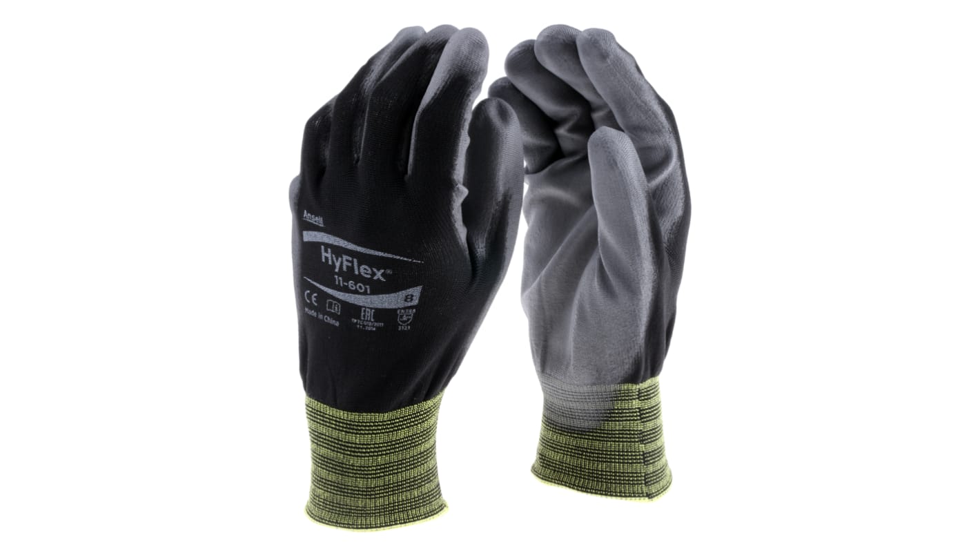 11601080 Ansell HyFlex 11601 Black Nylon General Purpose Work Gloves