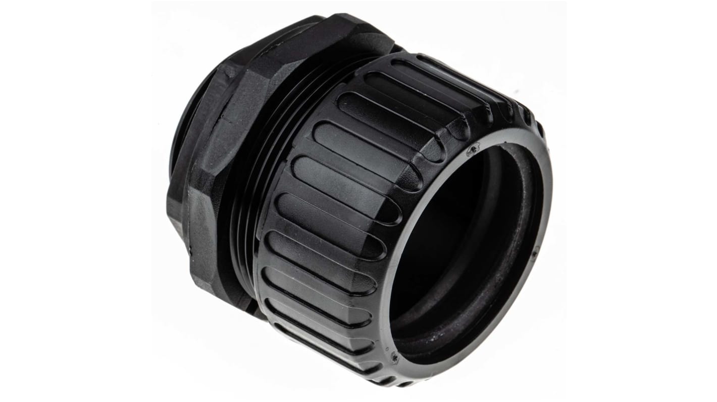 Racor para conducto Adaptaflex, Recto de Nylon 66 Negro, tamaño nom. 40mm, rosca M40, IP65