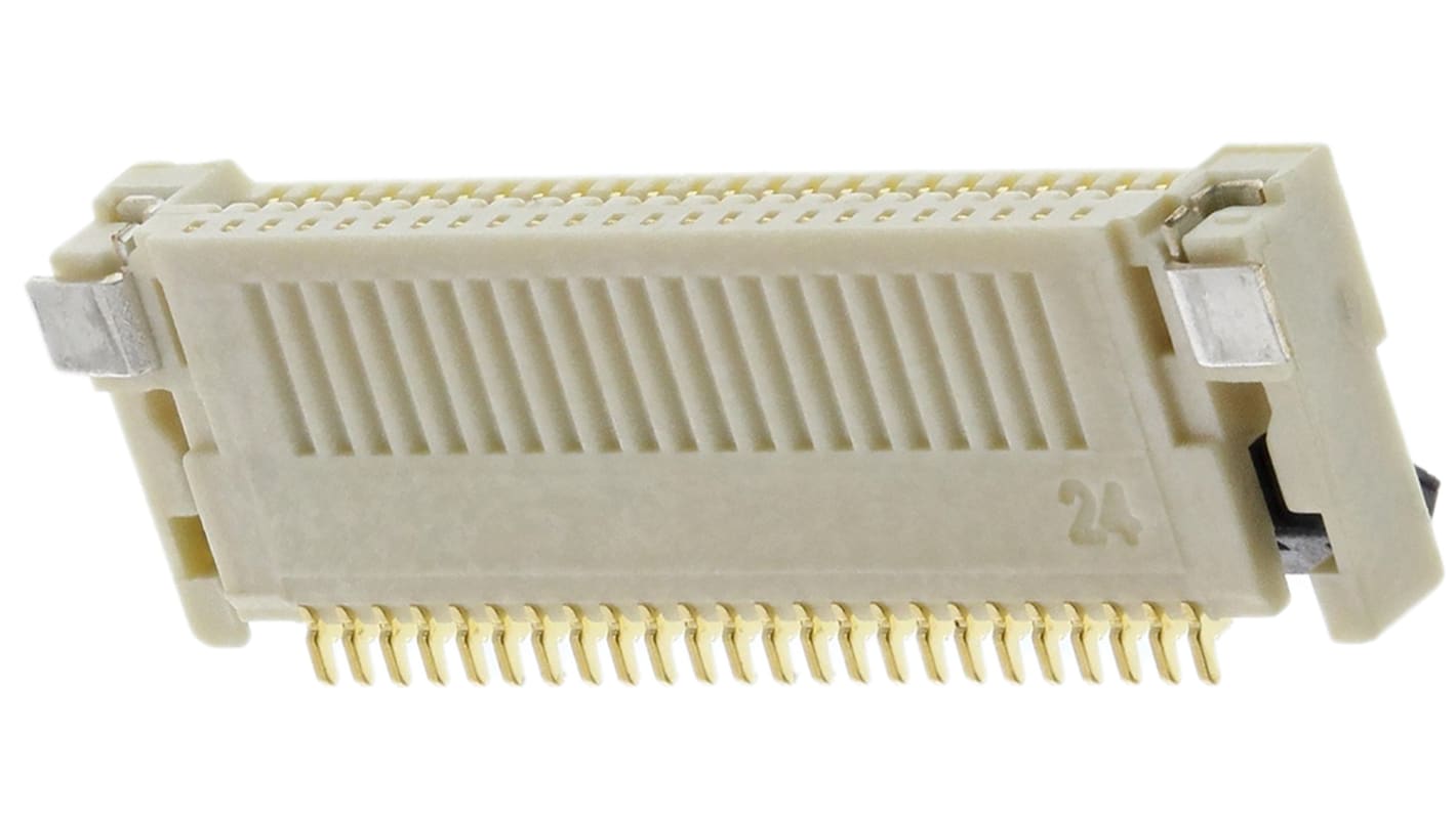 Omron FPC konnektor, Hun, XF2M Serien, 24-Polet, 0.5mm deling, 1 Række, Retvinklet, , SMD, kontaktbelægning: Guld med