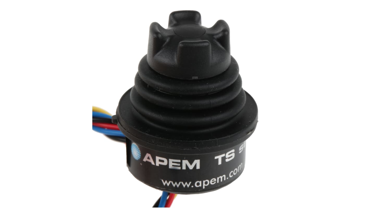 APEM Joystick, 2-Achsen Hall Effekt, 5V, IP68, IP69K Griff Typ Burg