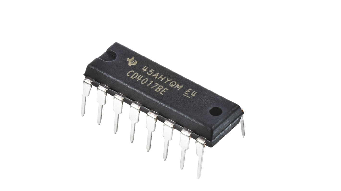 Texas Instruments CD4017BE 5-stage Through Hole Decade Counter CMOS, 16-Pin PDIP