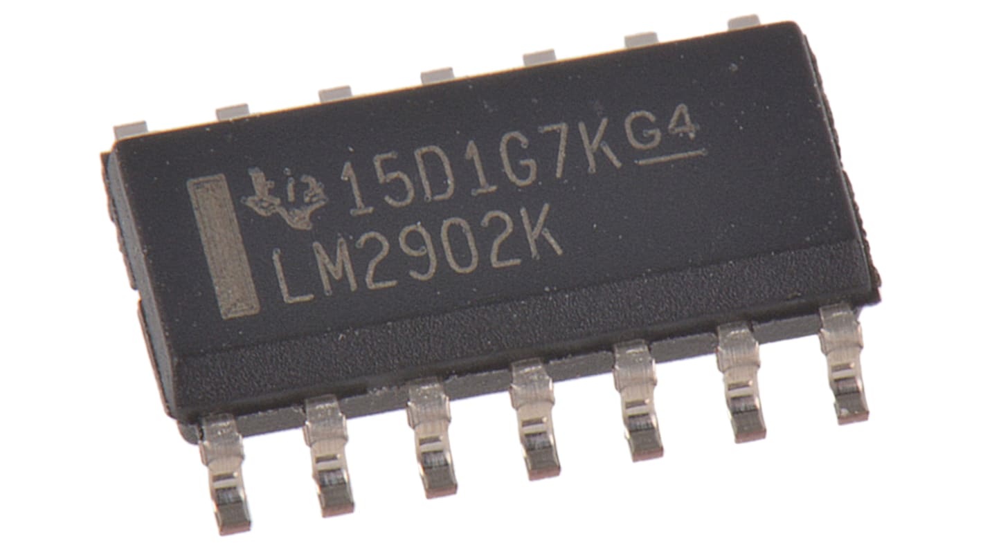 LM2902KD Texas Instruments, Precision, Op Amp, 1.2MHz, 3 → 26 V, 14-Pin SOIC