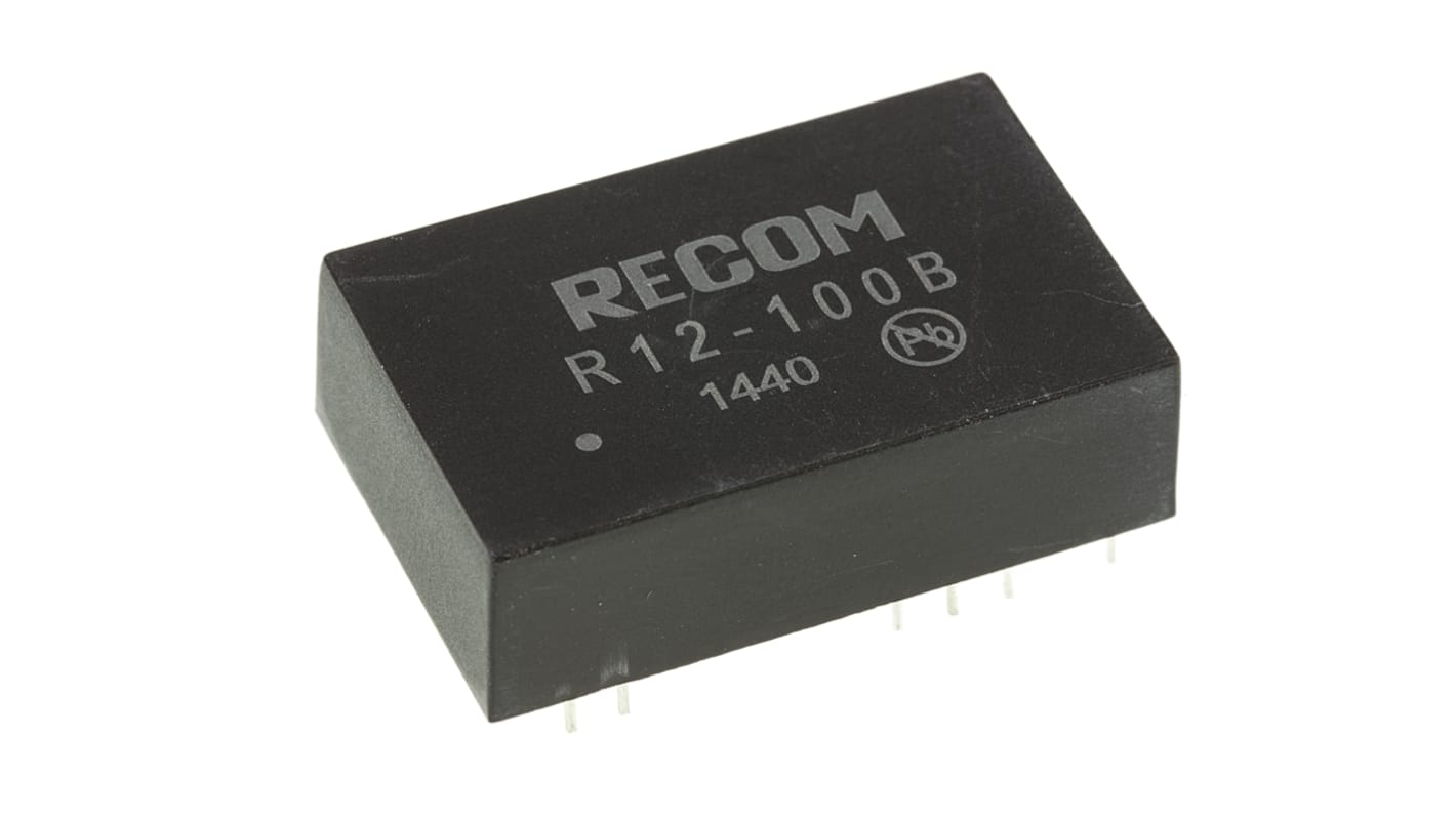 Recom R12 DC-DC Converter, 55 → 135V dc/ 50mA Output, 10 → 14 V dc Input, 5W, Through Hole, +70°C Max