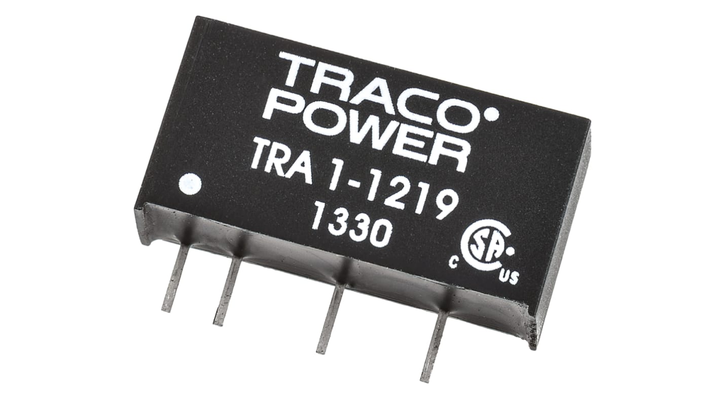 Convertisseur DC-DC TRACOPOWER, TRA 1, Montage traversant, 1W, 1 sortie, 9V c.c., 110mA