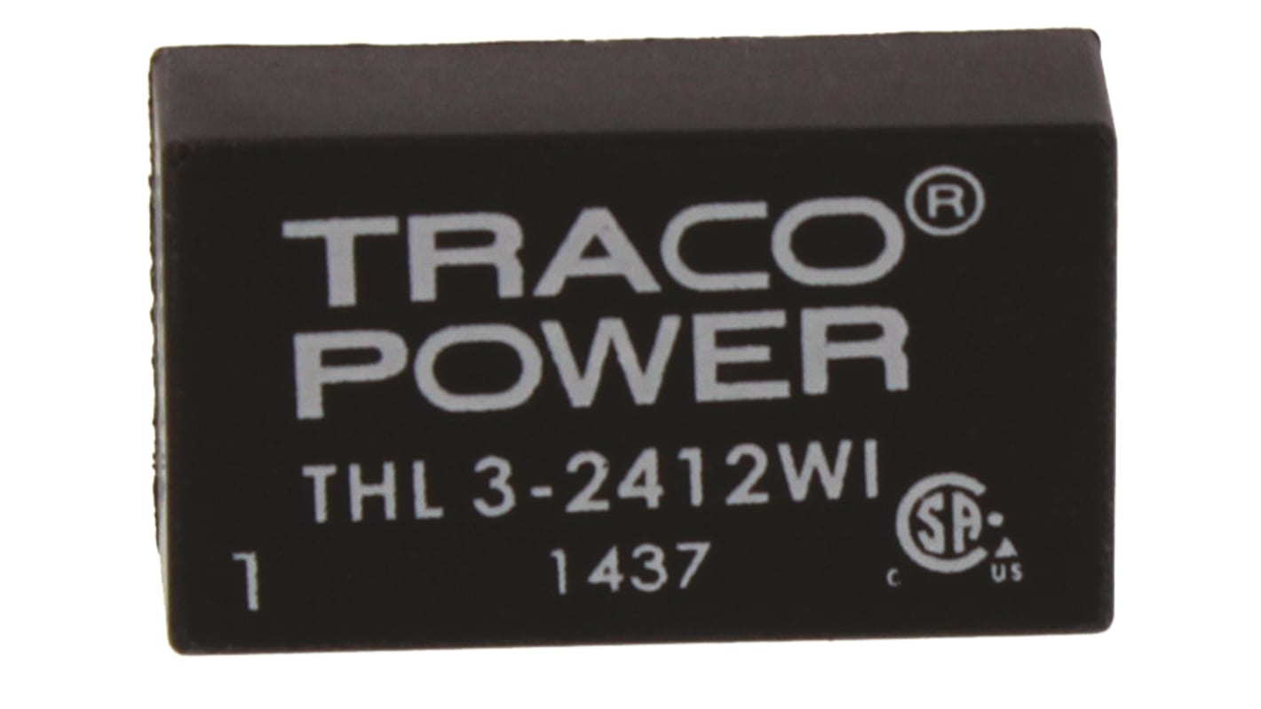 TRACOPOWER THL 3WI DC-DC Converter, 12V dc/ 250mA Output, 9 → 36 V dc Input, 3W, Through Hole, +85°C Max Temp