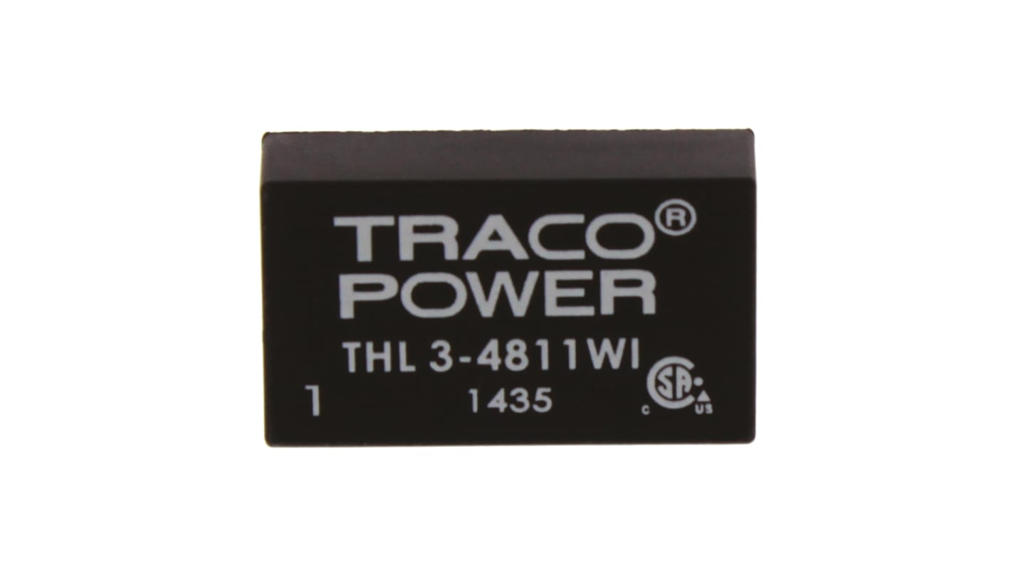 TRACOPOWER THL 3WI DC-DC Converter, 5V dc/ 600mA Output, 18 → 75 V dc Input, 3W, Through Hole, +85°C Max Temp