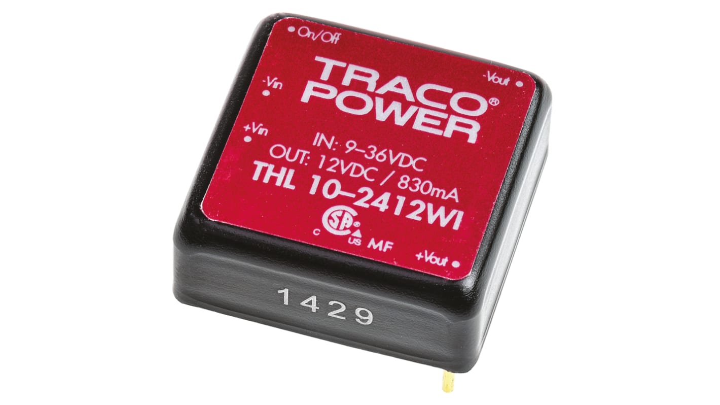 TRACOPOWER DC-DCコンバータ Vout：12V dc 9 → 36 V dc, 10W, THL 10-2412WI